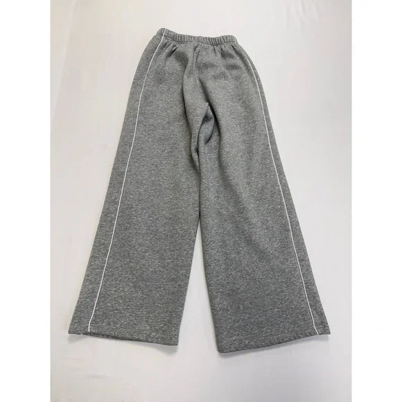 Edikted Grey Wide Leg Sweatpants White Piping Detail Women's XS Baggy Joggers - Picture 9 of 11